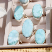 oval larimar gemstone silver ring