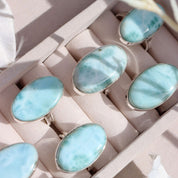 oval larimar gemstone silver ring