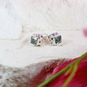 blue topaz silver gemstone stud earrings