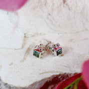 blue topaz silver gemstone stud earrings