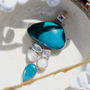 turquoise moonstone topaz pearl sterling silver pendant