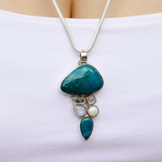 turquoise moonstone topaz pearl sterling silver pendant
