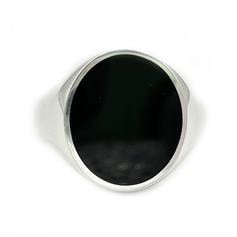 unisex black onyx silver gemstone ring