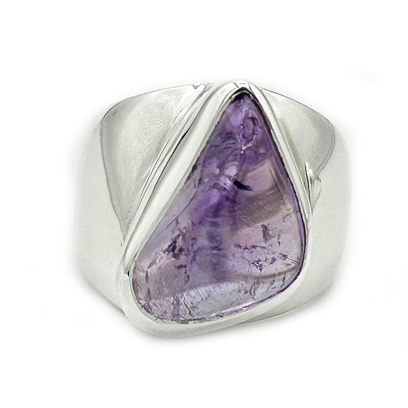amethyst large silver gemstone ring