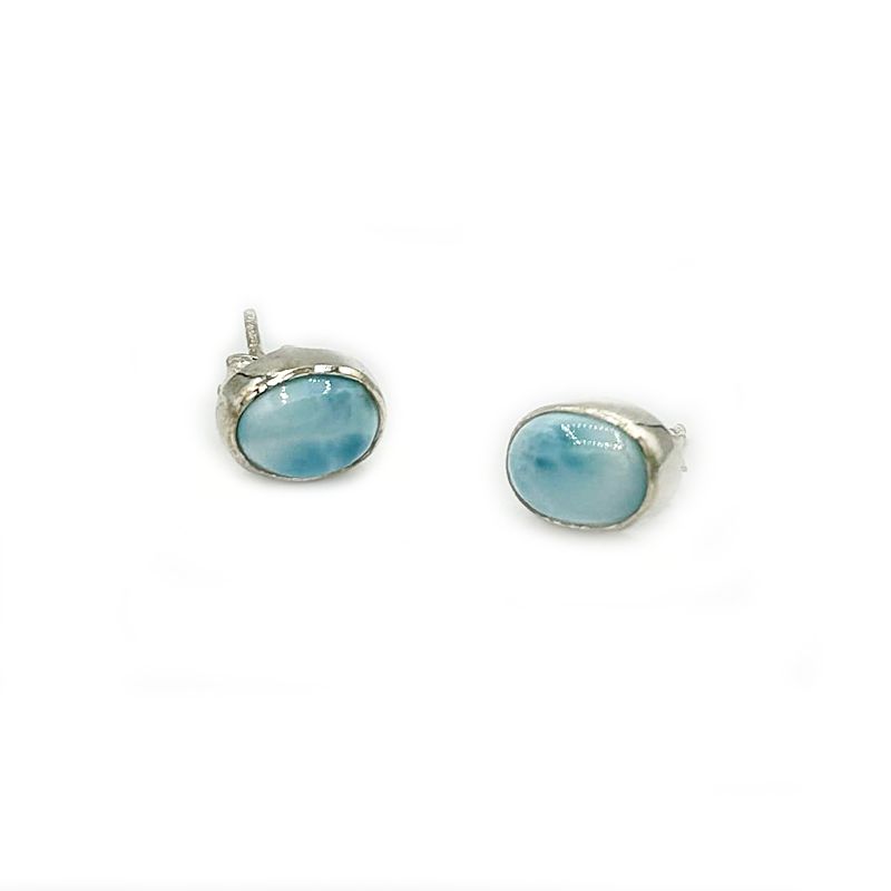 larimar sterling silver stud earrings