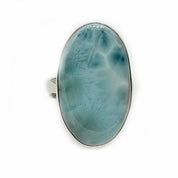 oval larimar gemstone silver ring