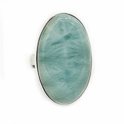 oval larimar gemstone silver ring