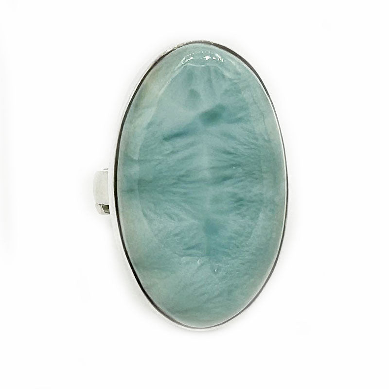 oval larimar gemstone silver ring