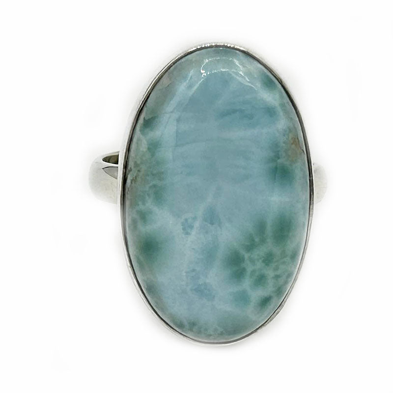 oval larimar gemstone silver ring