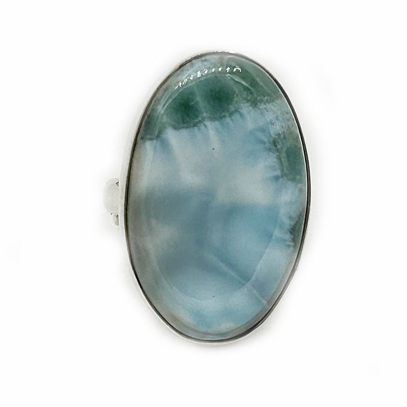 oval larimar gemstone silver ring