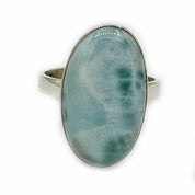 oval larimar gemstone silver ring