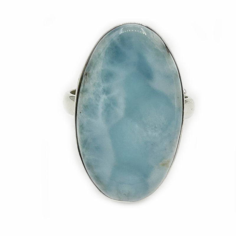 oval larimar gemstone silver ring