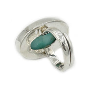 oval larimar gemstone silver ring