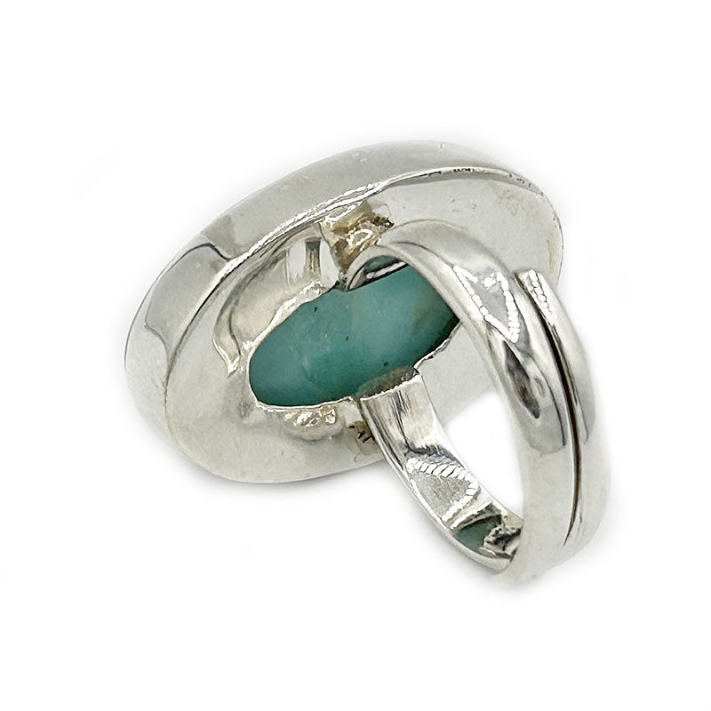 oval larimar gemstone silver ring