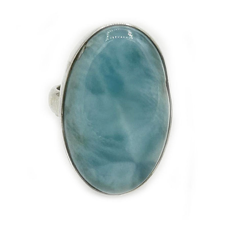 oval larimar gemstone silver ring