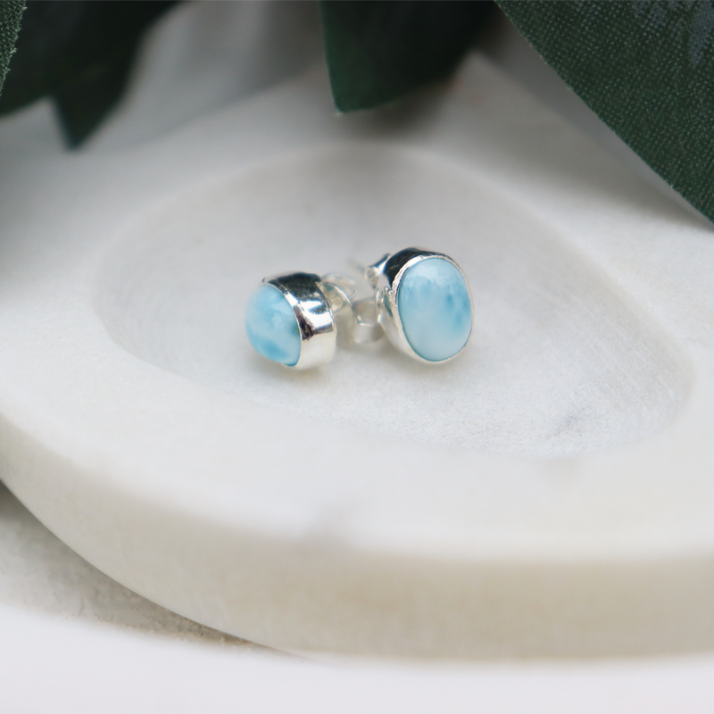larimar sterling silver stud earrings