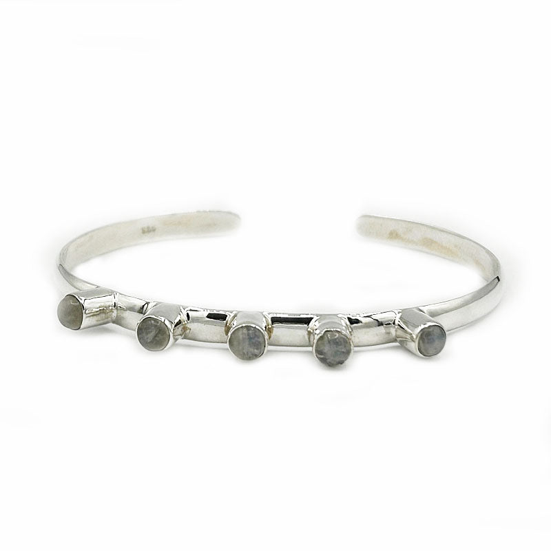moonstone silver gemstone bangle cuff