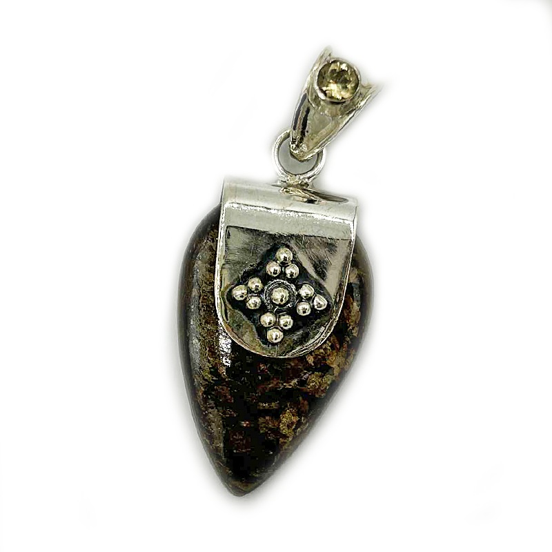 bronzite citrine sterling silver gemstone pendant