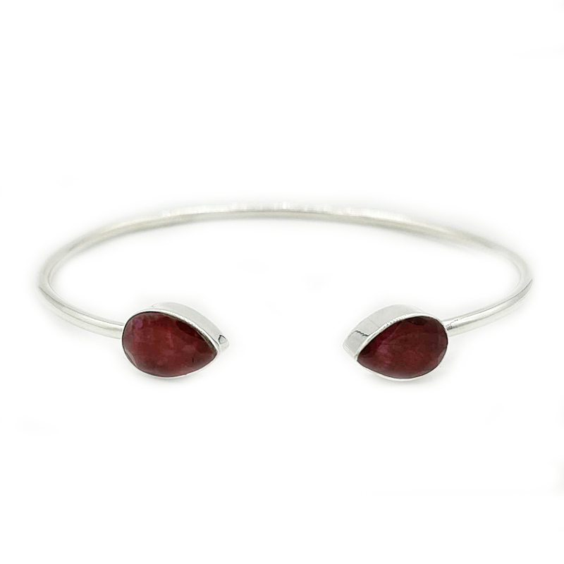 ruby quartz sterling silver gemstone bangle cuff