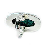 large oval shattuckite silver gemstone ring