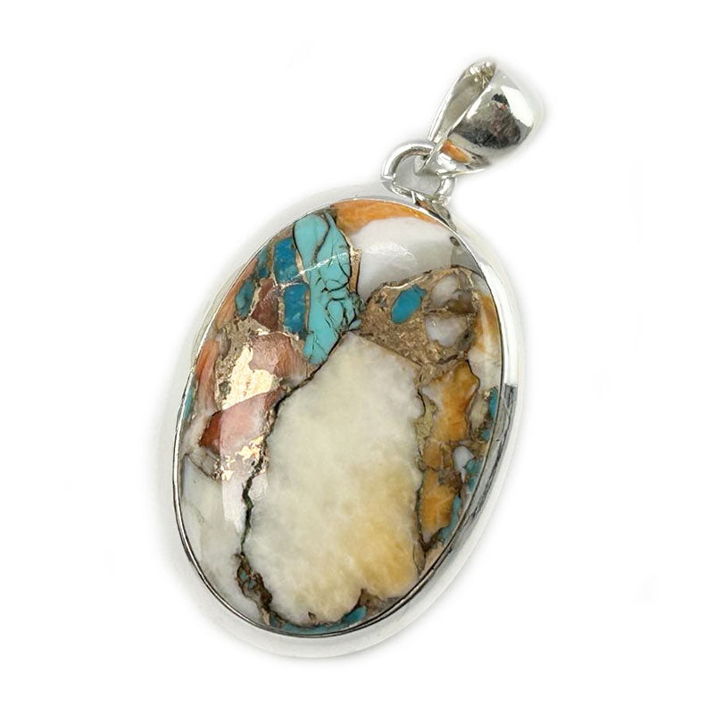 oval oyster turquoise silver gemstone pendant