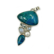 turquoise moonstone topaz pearl sterling silver pendant