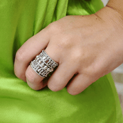 wide oxidized silver boho ring