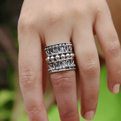wide oxidized silver boho ring