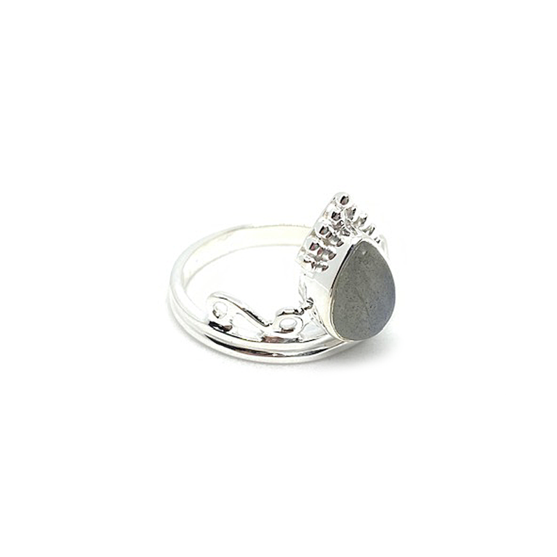 labradorite boho gemstone silver crown ring