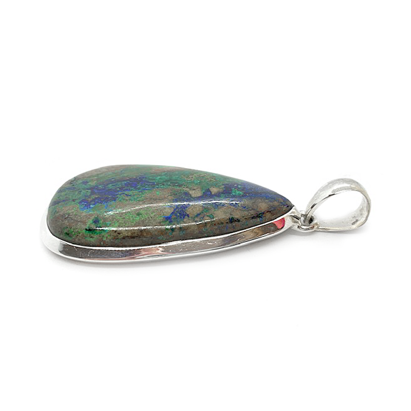 azurite teardrop silver gemstone pendant