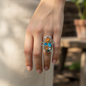 oyster turquoise oval sterling silver gemstone ring
