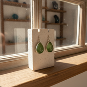 prehnite teardrop sterling silver earrings