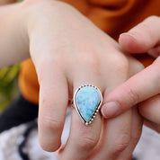 teardrop larimar silver gemstone ring