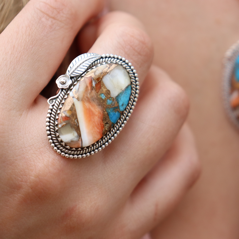 oyster turquoise sterling silver gemtone ring