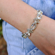 clear quartz silver gemstone bracelet