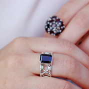garnet sterling silver gemstone ring
