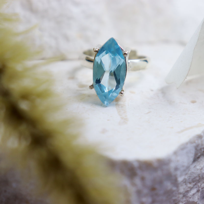 blue topaz silver gemstone ring
