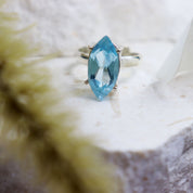 blue topaz silver gemstone ring