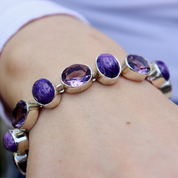 amethyst charoite sterling silver gemstone bracelet