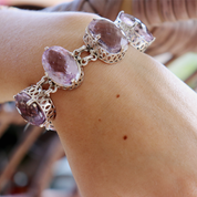 Telugu Light Amethyst Silver Bracelet