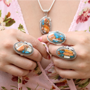 oyster turquoise sterling silver gemtone ring