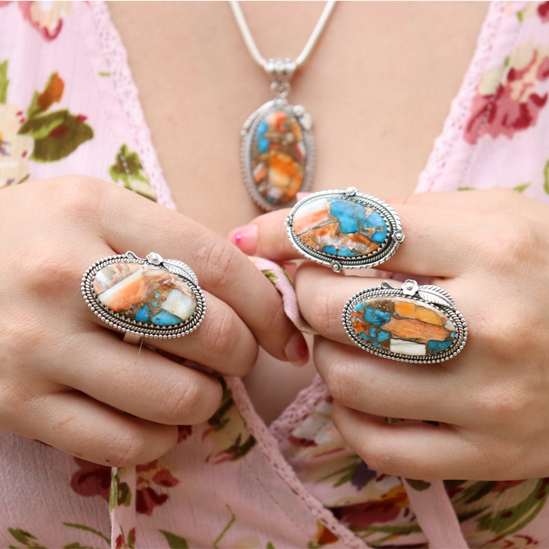 oyster turquoise sterling silver gemtone ring