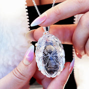 Clear Quartz Oval Etched Pendant