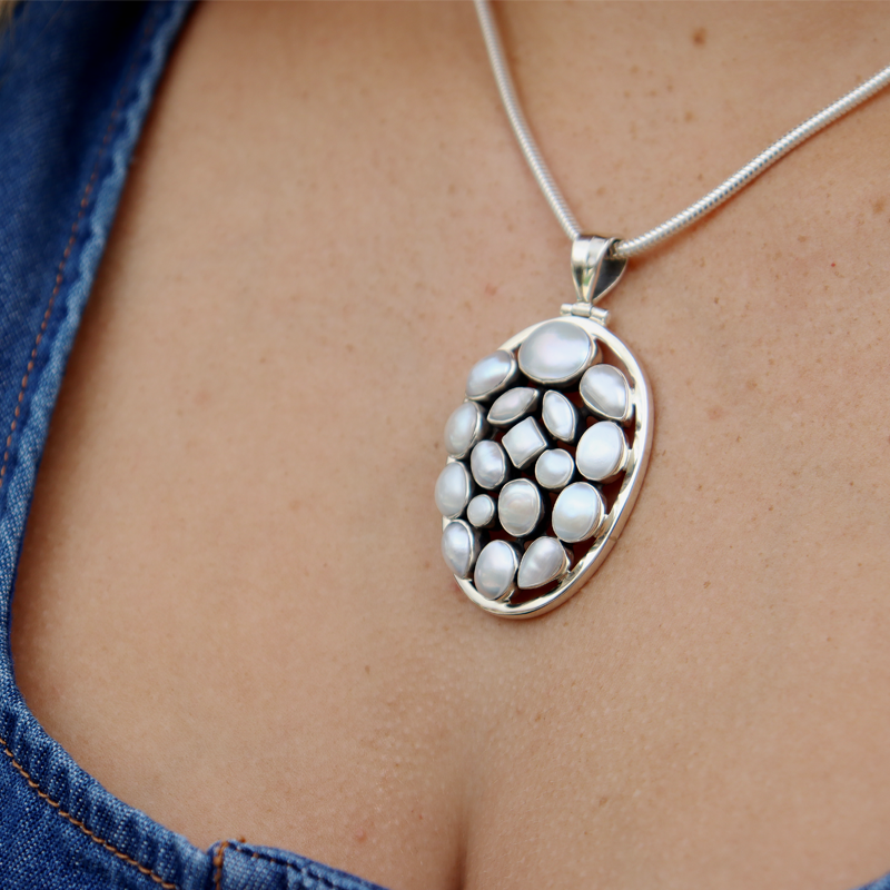 freshwater silver pendant