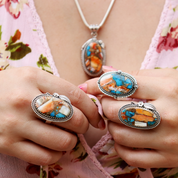 oyster turquoise sterling silver gemstone ring