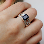 garnet sterling silver gemstone ring