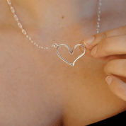 heart sterling silver paperclip chain necklace