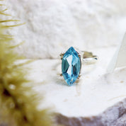 blue topaz silver gemstone ring