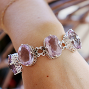 Telugu Light Amethyst Silver Bracelet