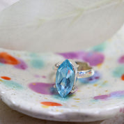 blue topaz silver gemstone ring